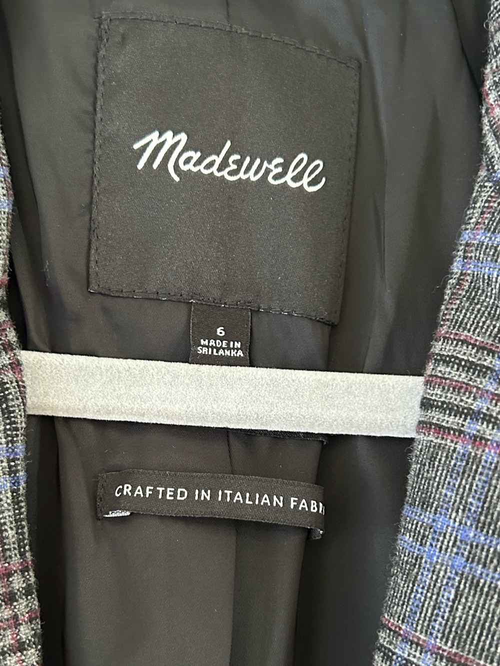 Madewell Gray-Blue Checked Double-Breasted Blazer - Picture 8 of 16